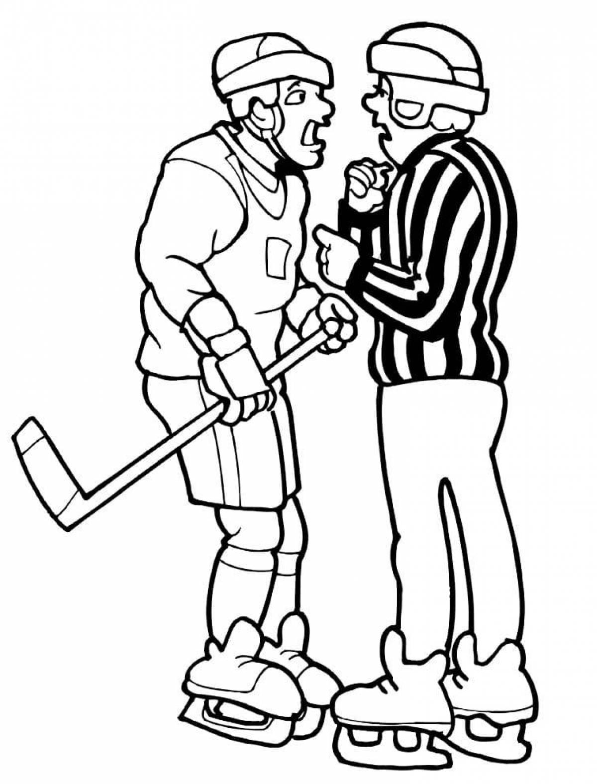 Amazing hockey player coloring page for kids