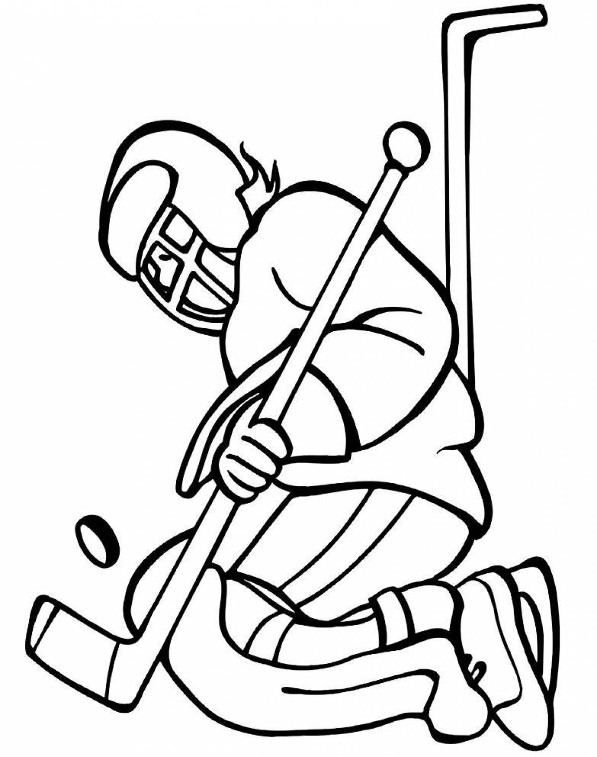 Glorious hockey player coloring page for kids