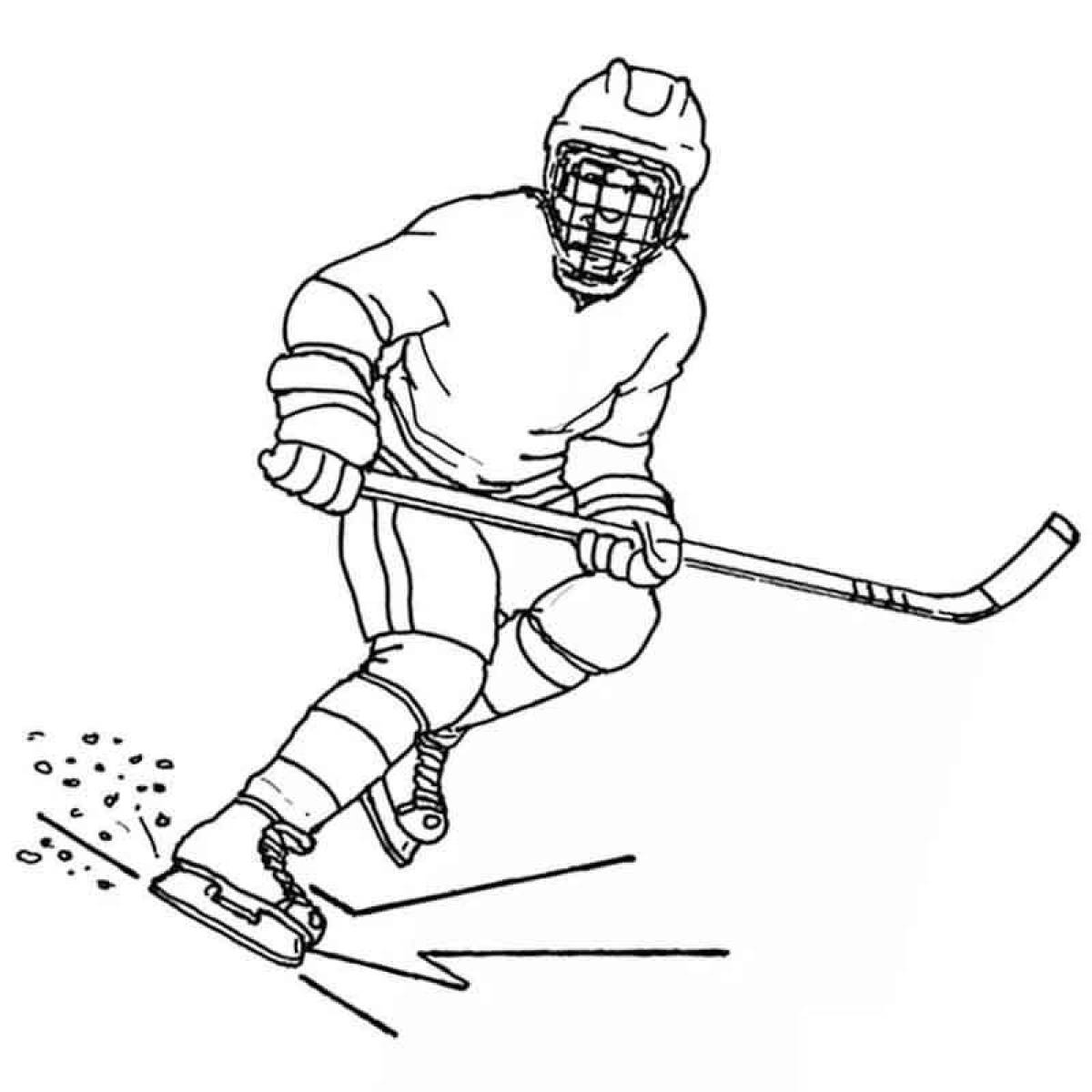 Adorable hockey player coloring page for kids