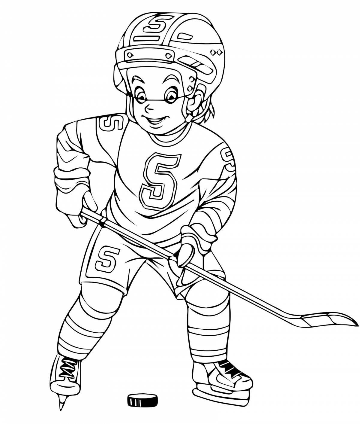 Live hockey player coloring pages for kids