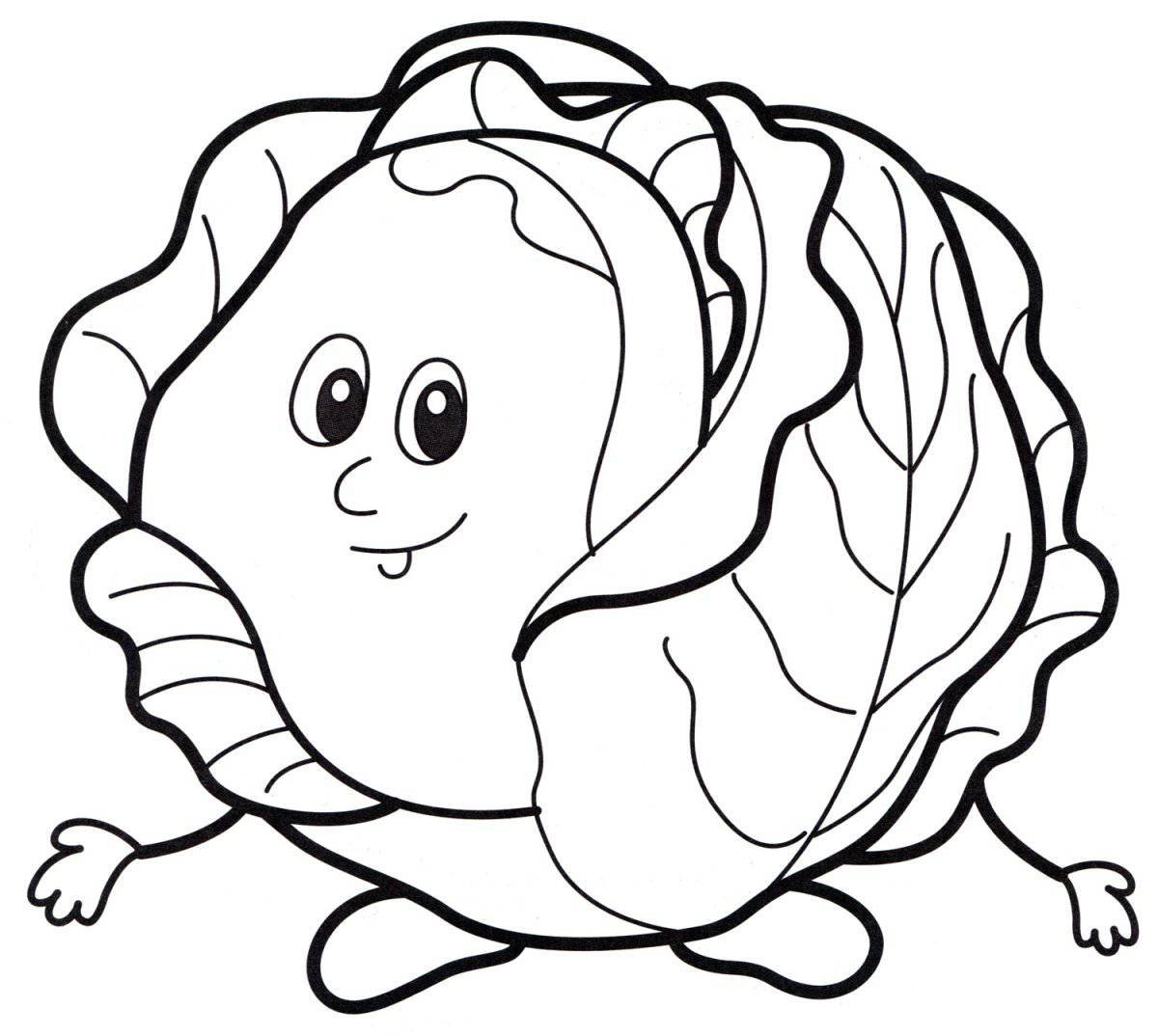 A fun cabbage coloring book for kids