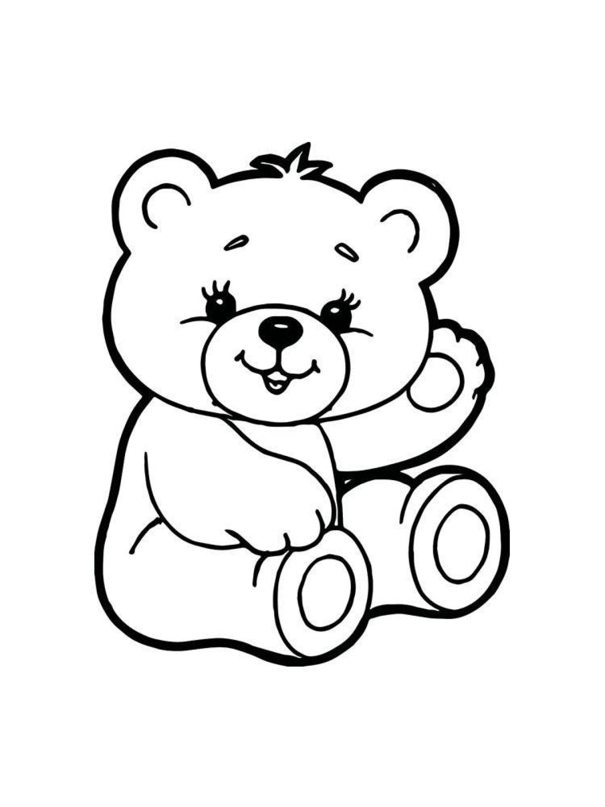 Анимированная страница раскраски медведя для детей
