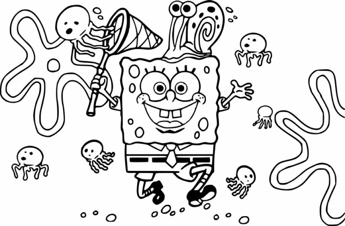 Glowing spongebob squarepants coloring page