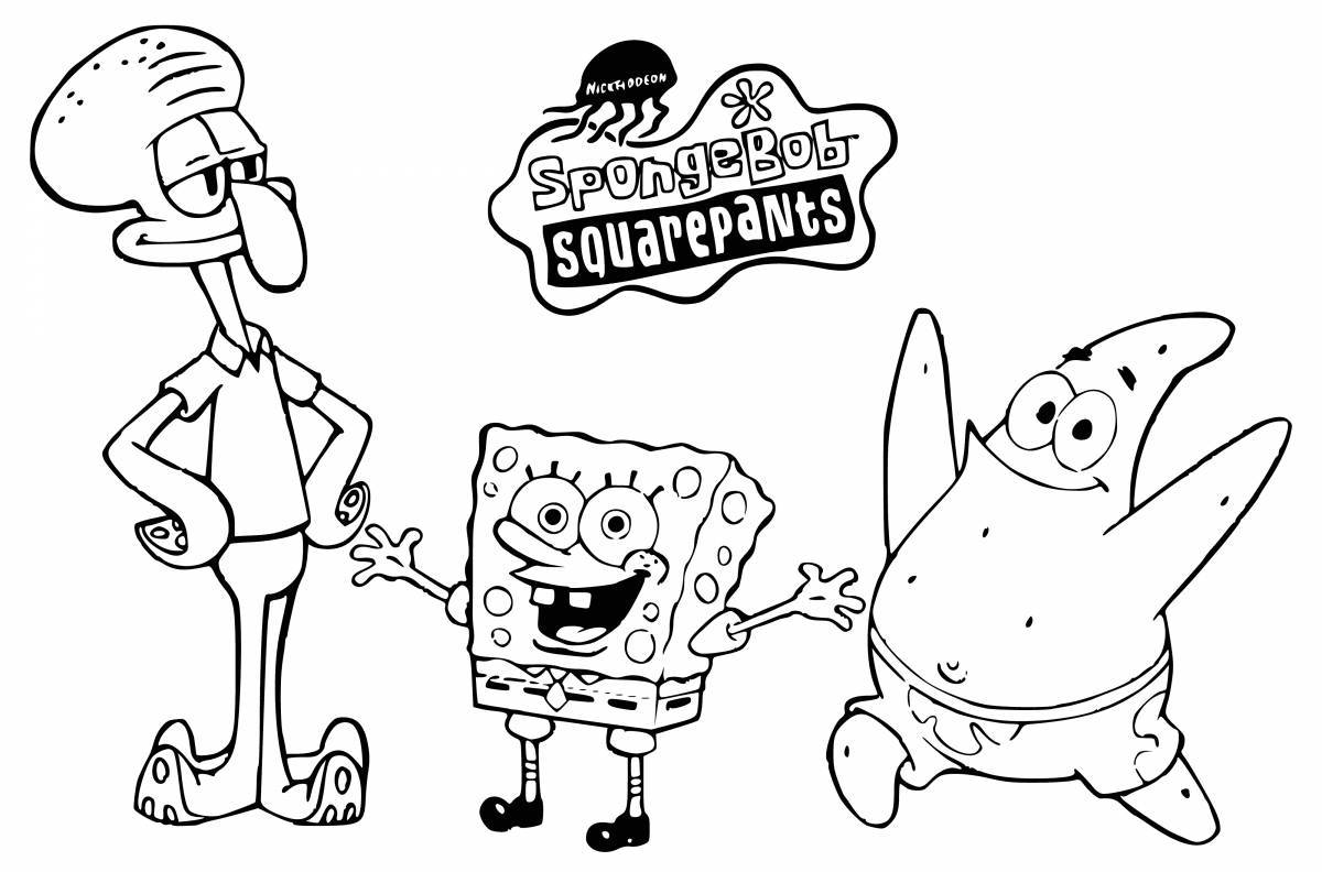 Colorful spongebob and friends