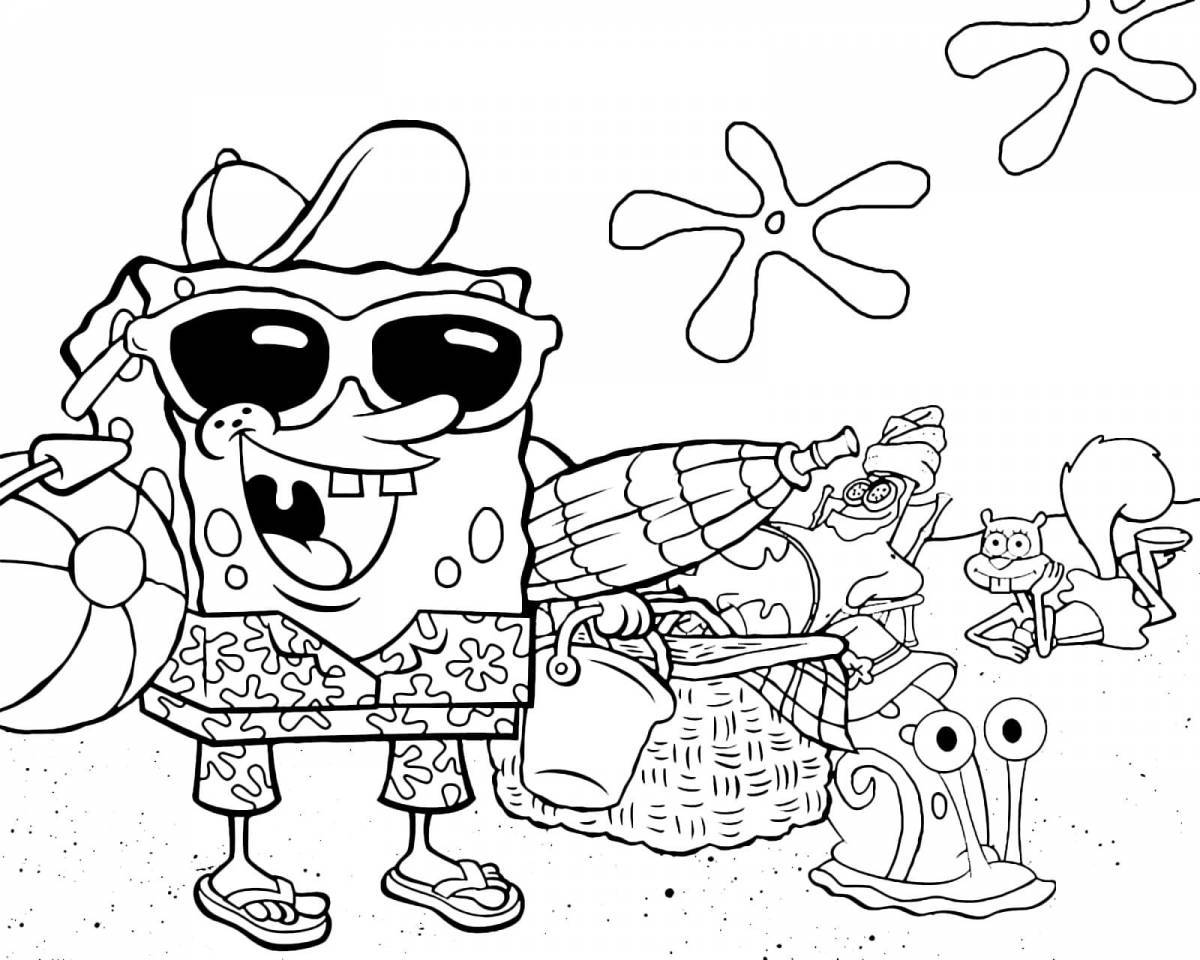 Playful spongebob and his friends
