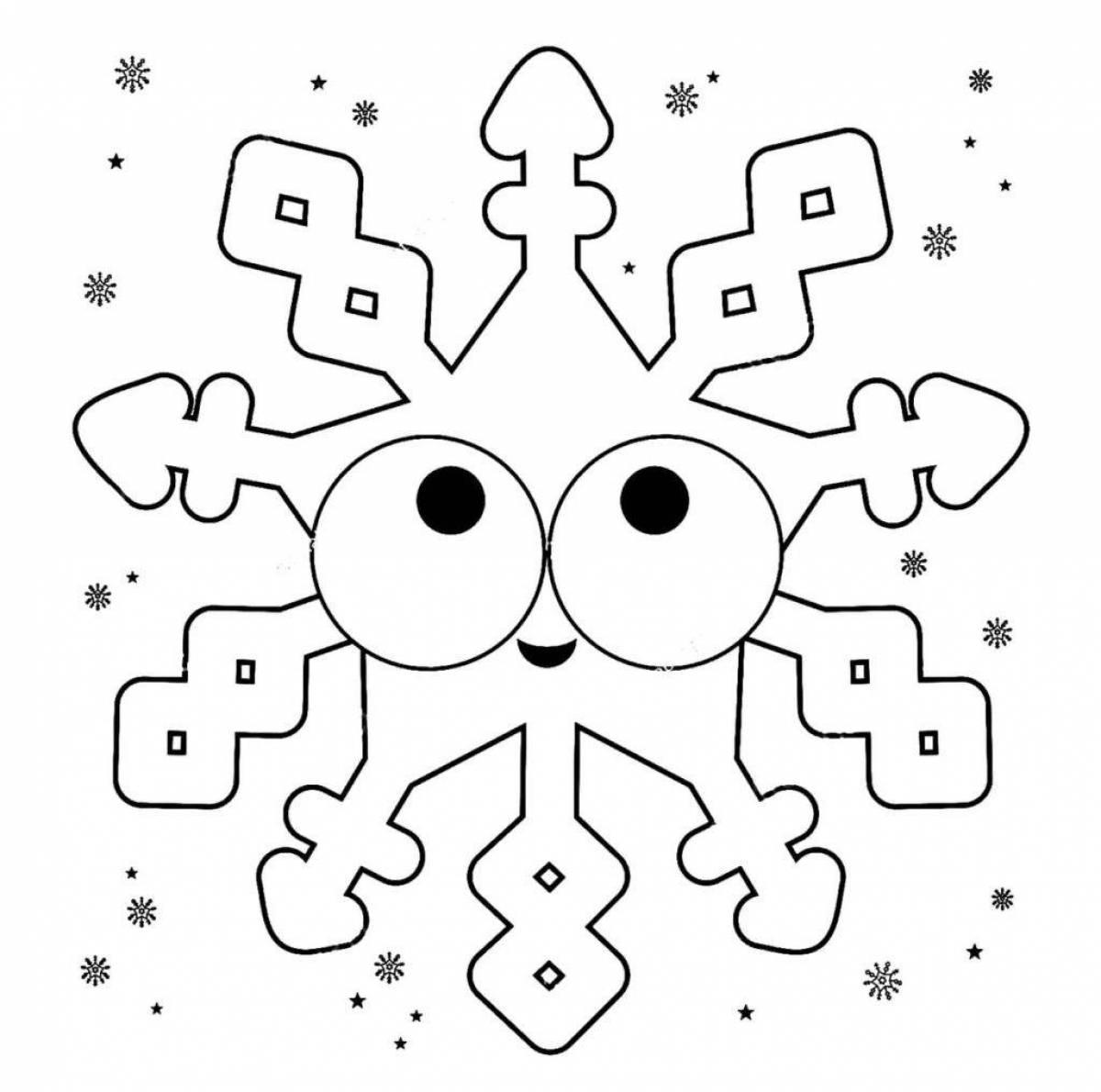 Развлекательная раскраска снежинка для детей 5-6 лет