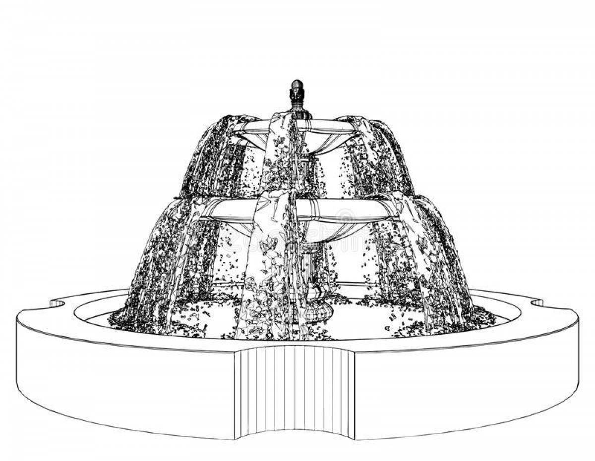 Majestic fountain coloring page