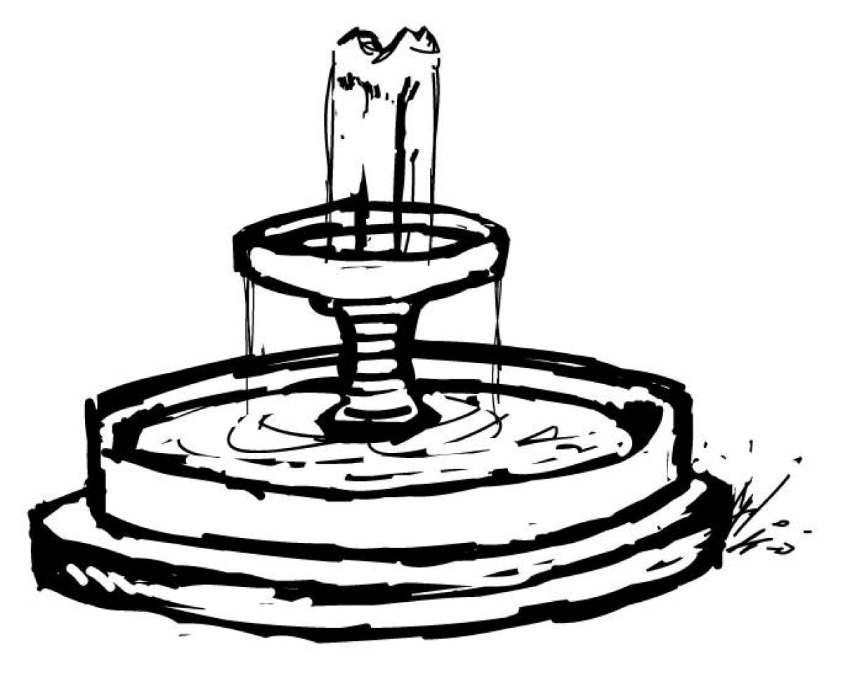 Exquisite fountain coloring page