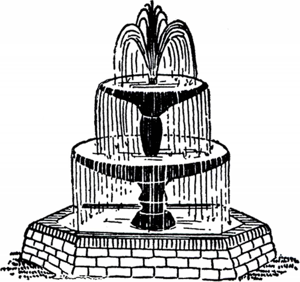 Calming fountain coloring page