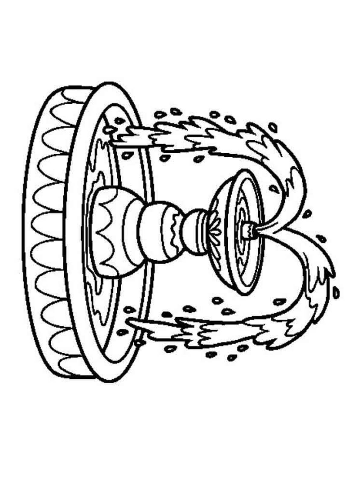 Playful fountain coloring page