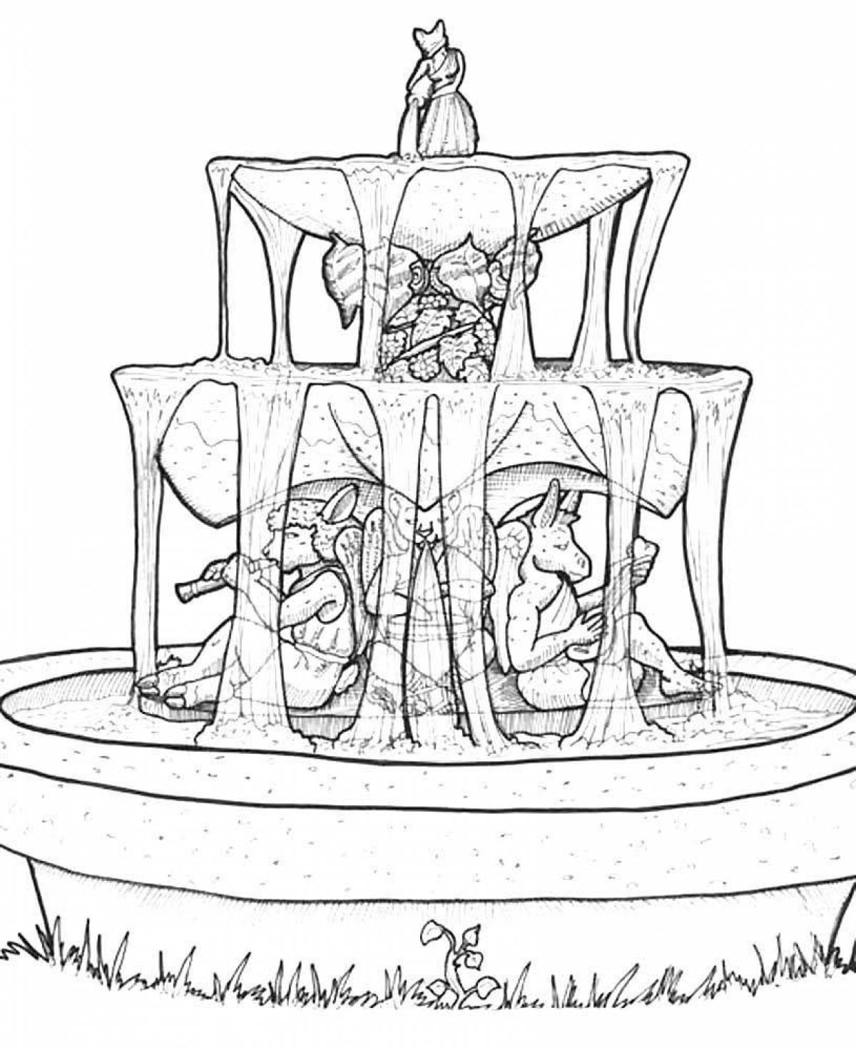 Glowing fountain coloring page