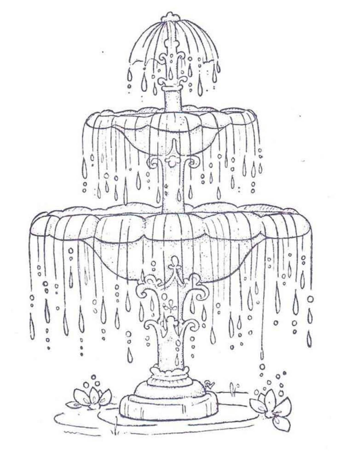 Glittering fountain coloring page
