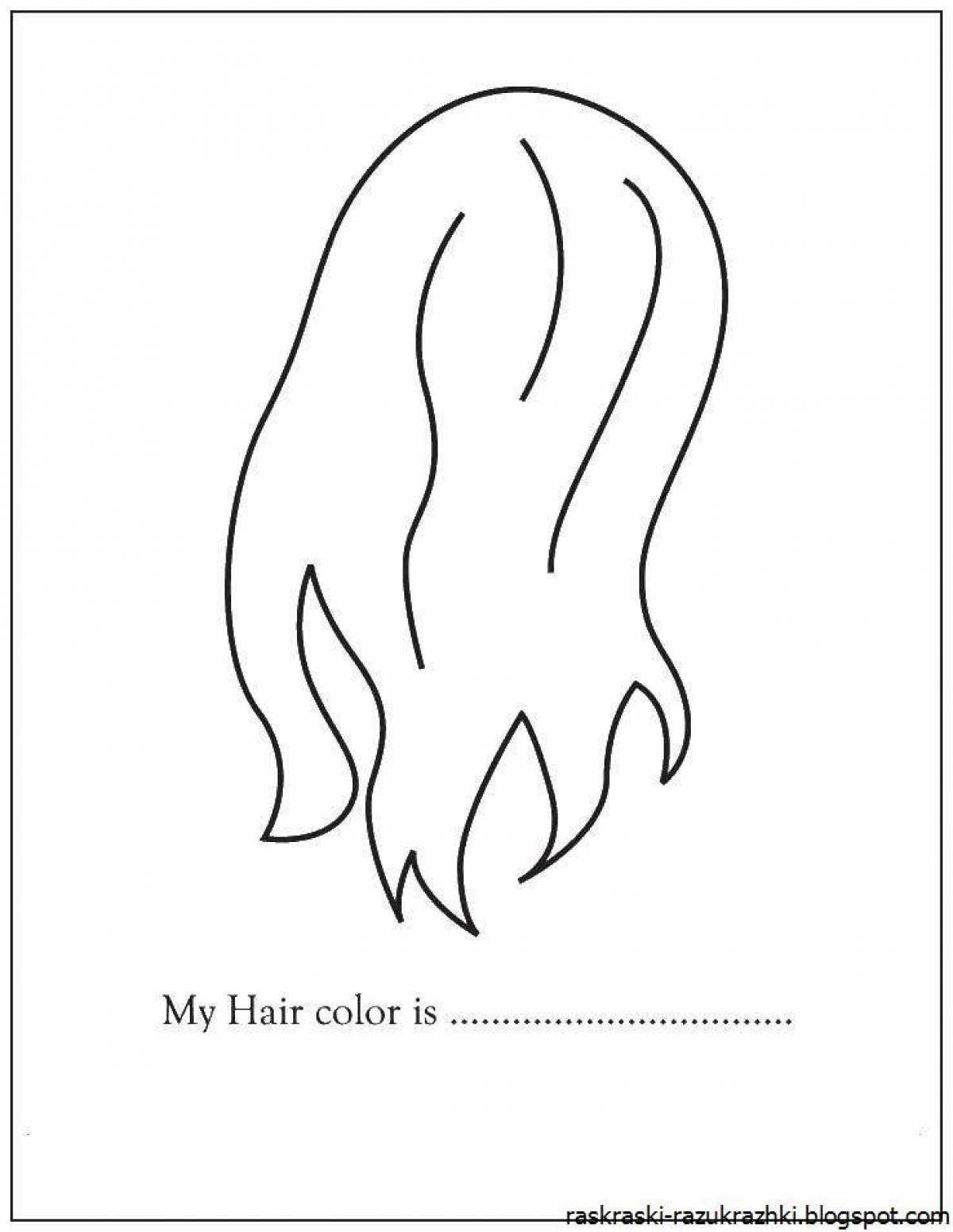 Colorful hair coloring page