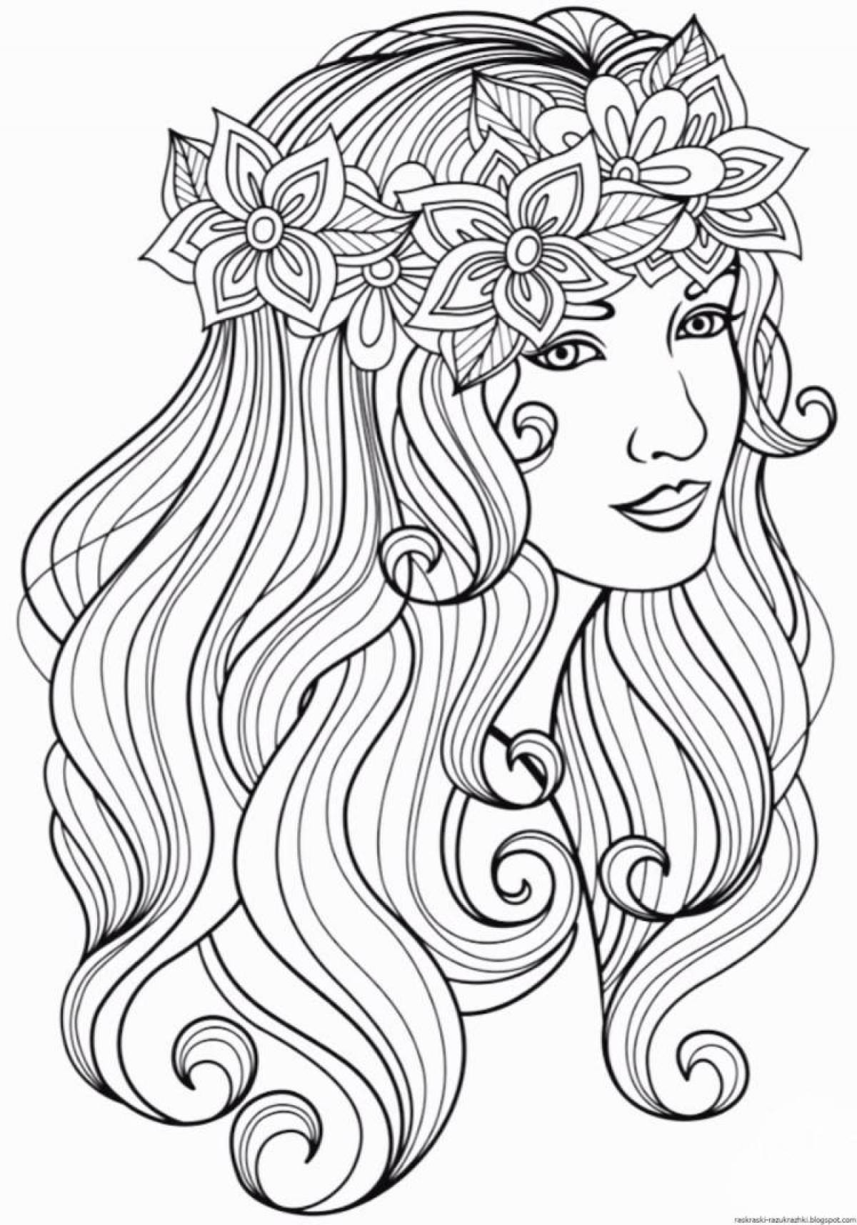 Dazzling hair coloring page