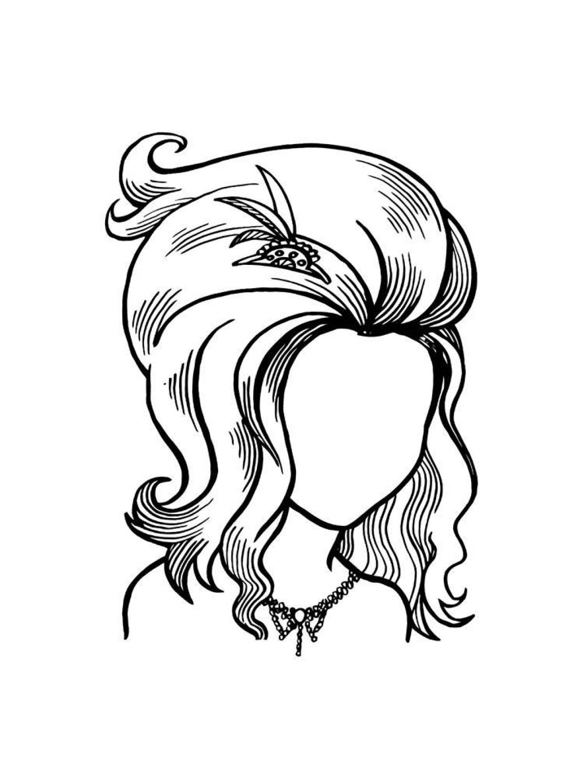 Glitter hair coloring page