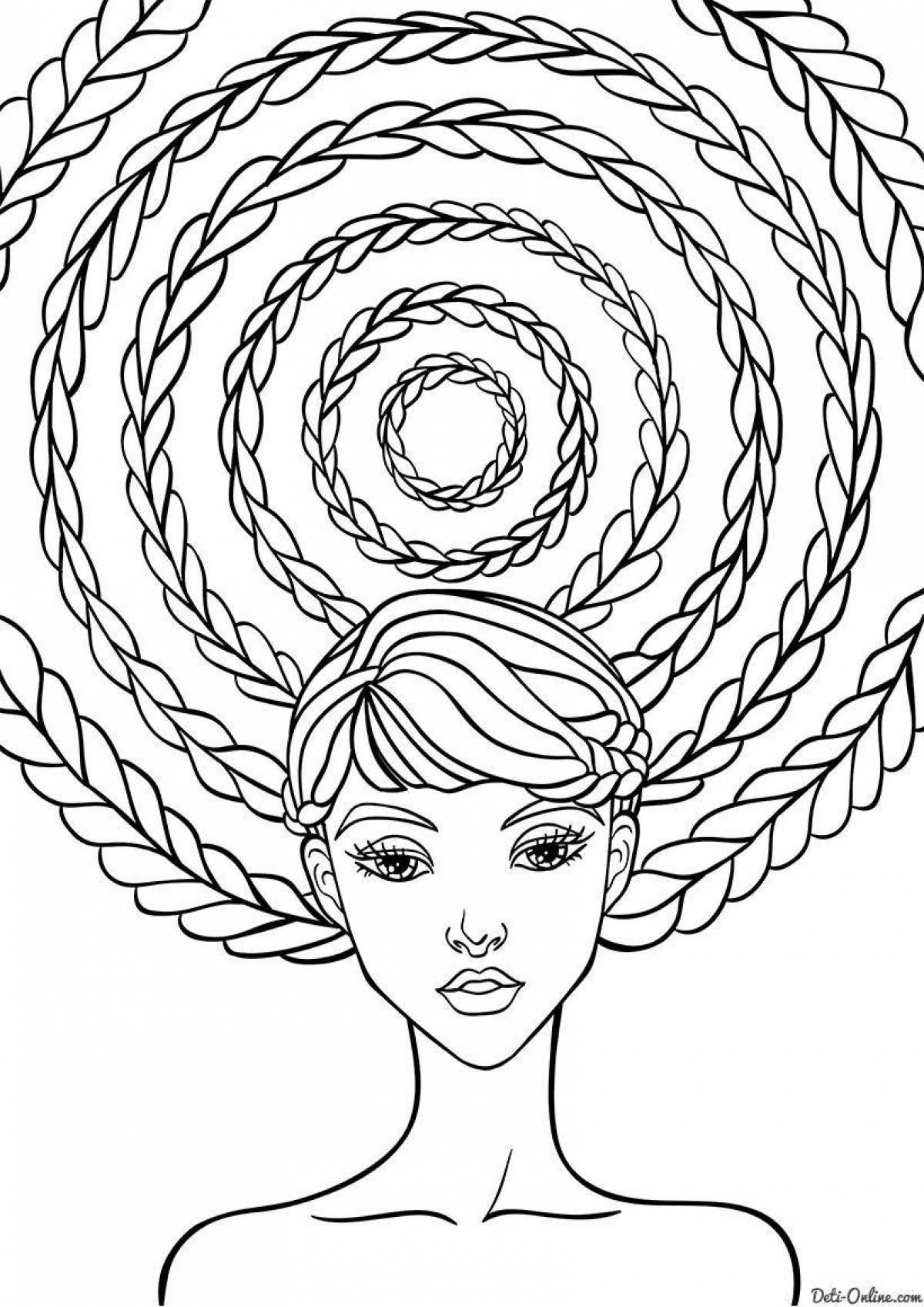 Smooth hair coloring page