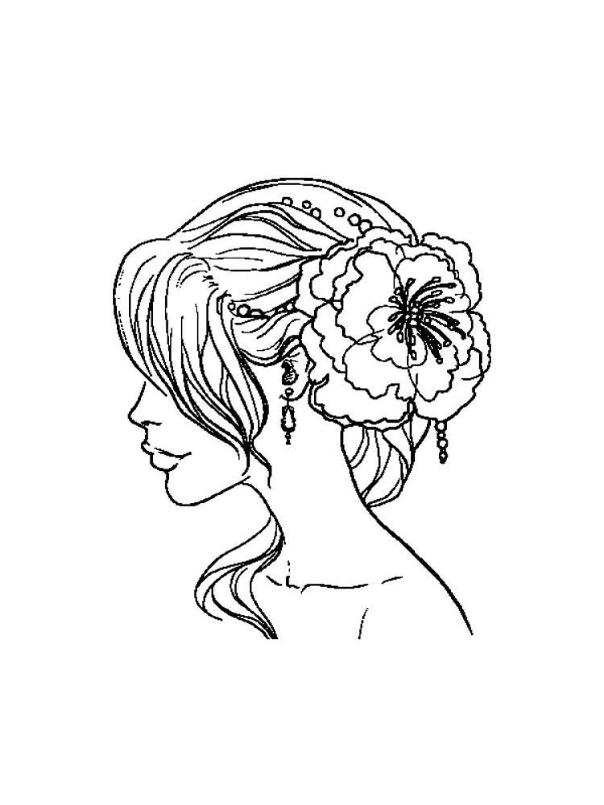Silky hair coloring page