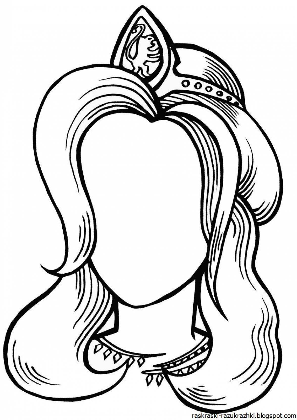 Spiral hair coloring page