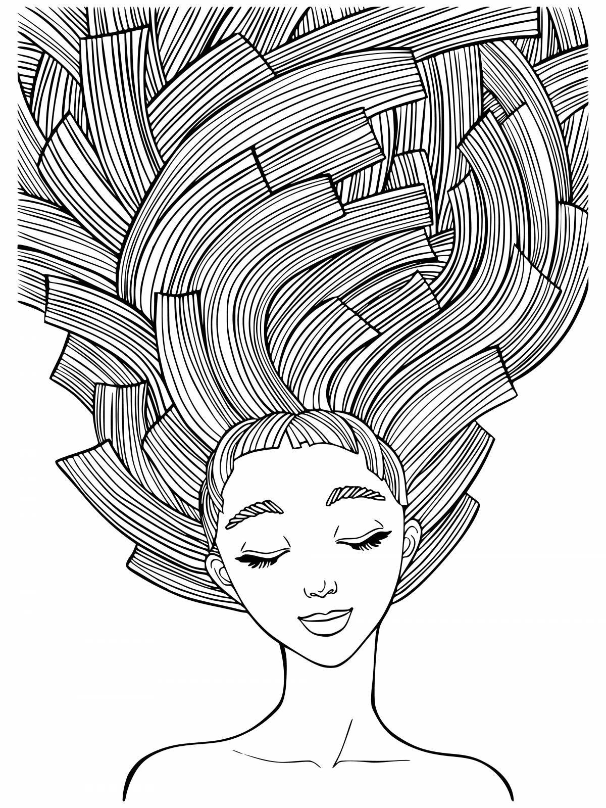 Curly hair coloring page