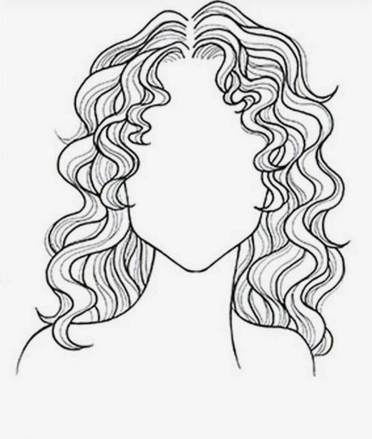 Tousled hair coloring page