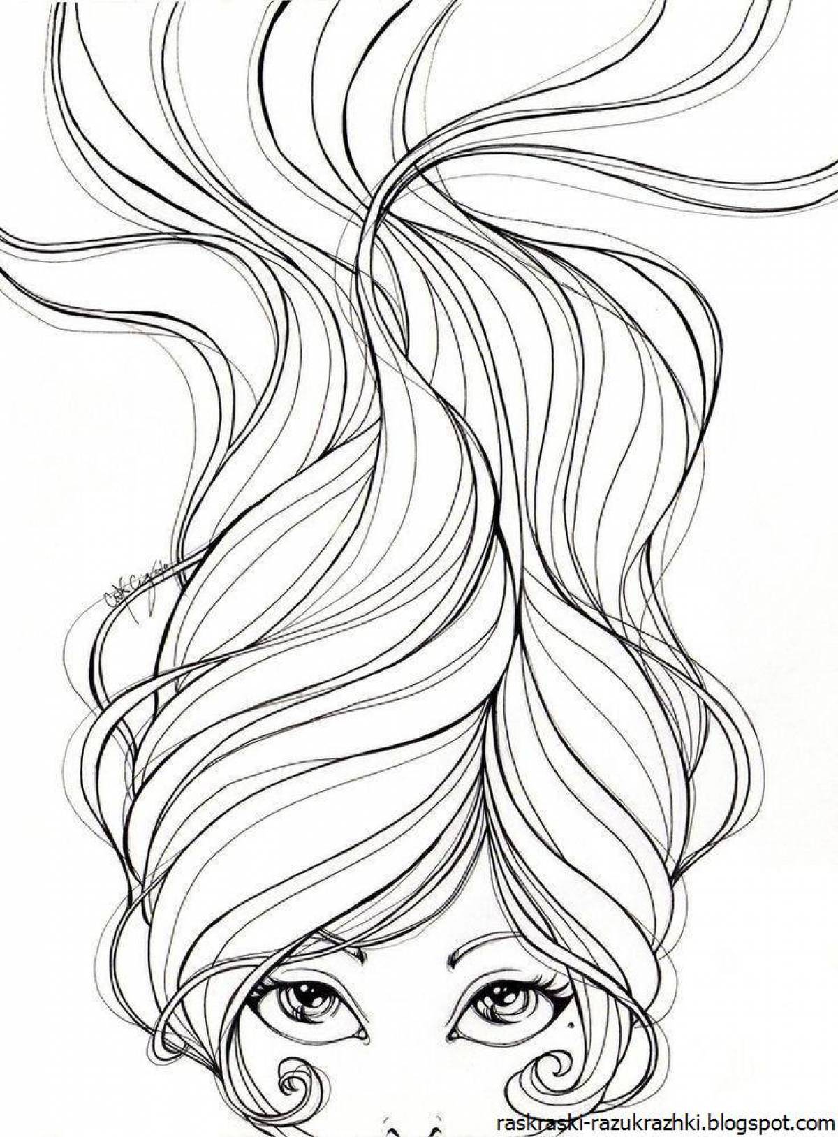 Layered hair coloring page