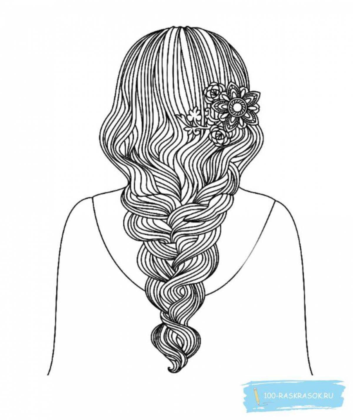 Twisted hair coloring page