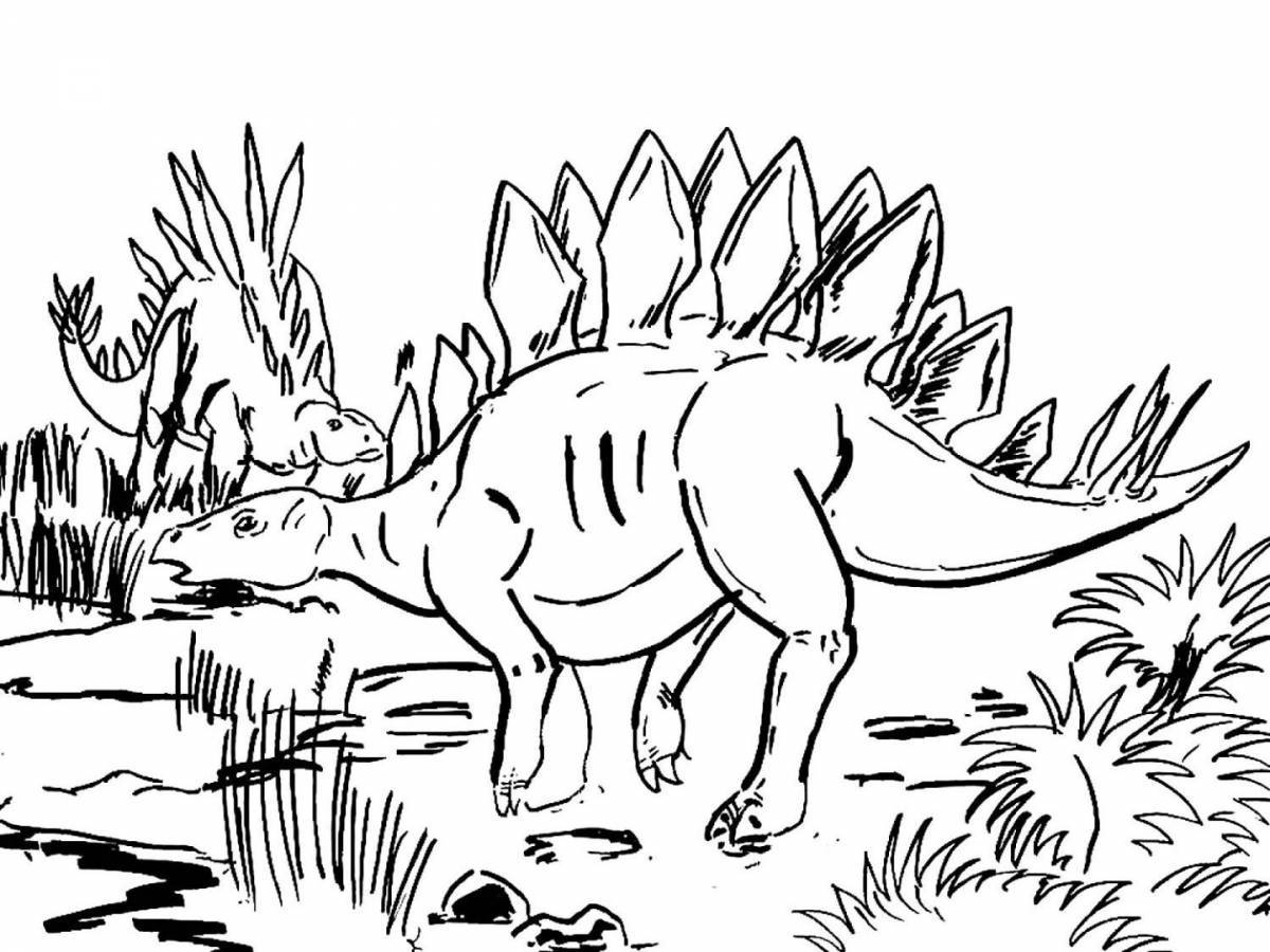 Coloring page magic stegosaurus