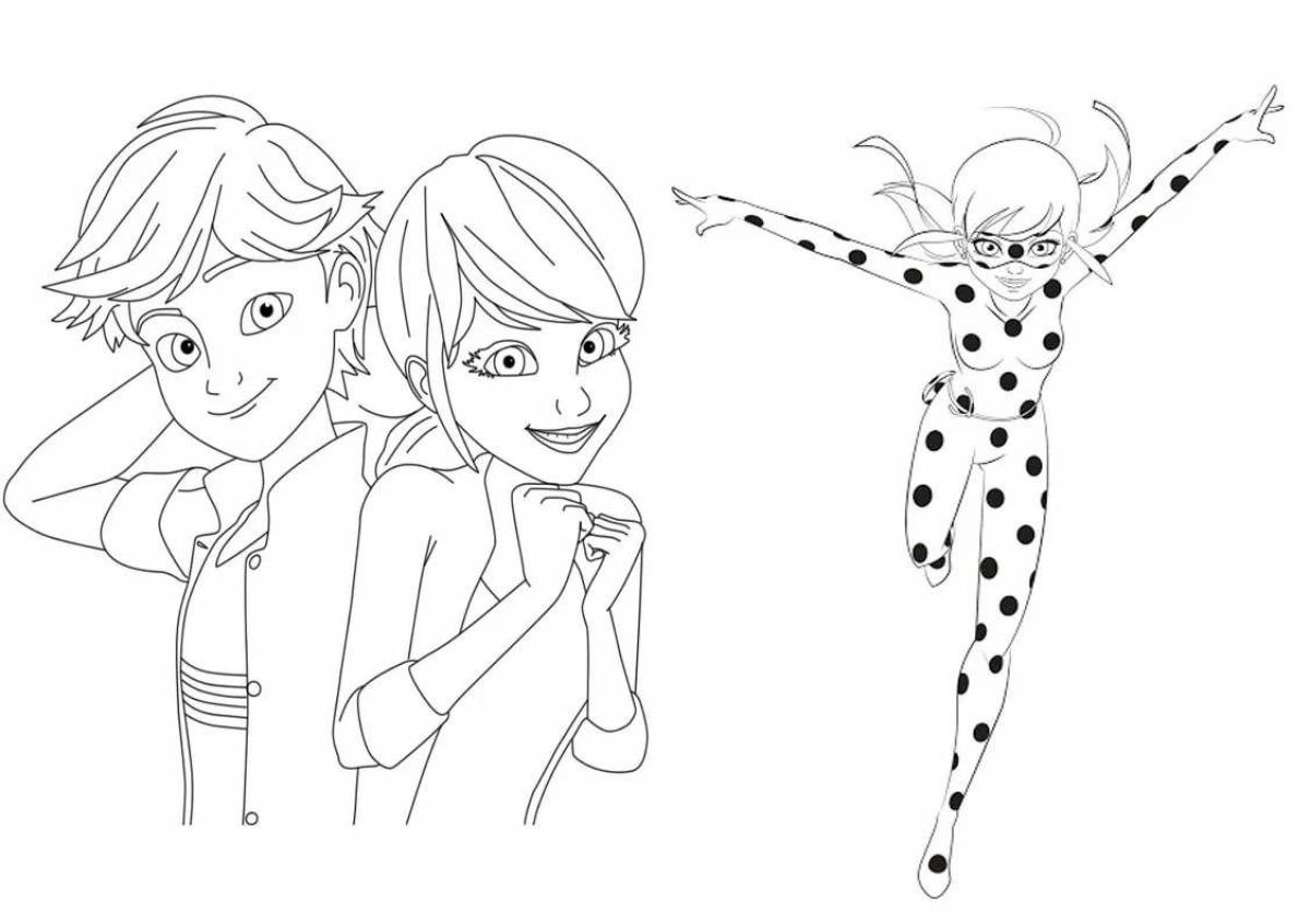 Marinette's playful coloring page