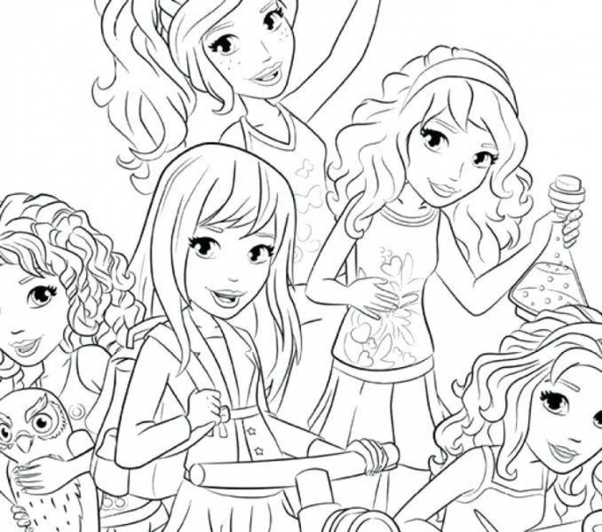 Sunny rainbow friends coloring page