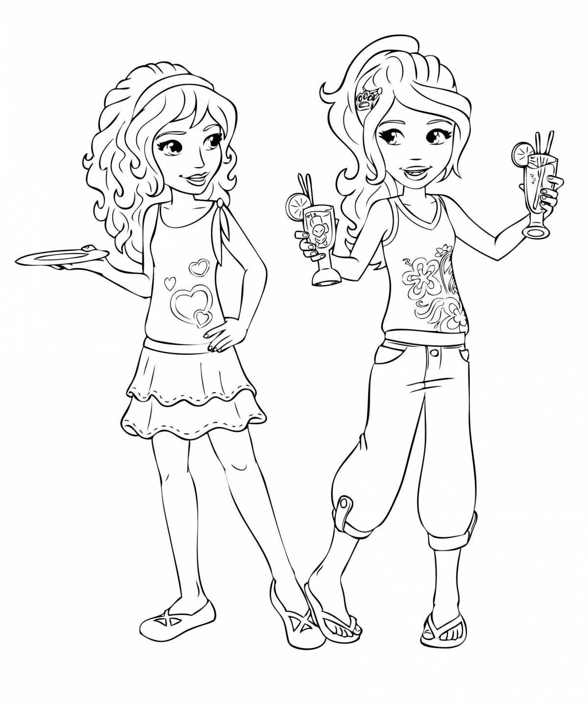 Cute rainbow friends coloring page