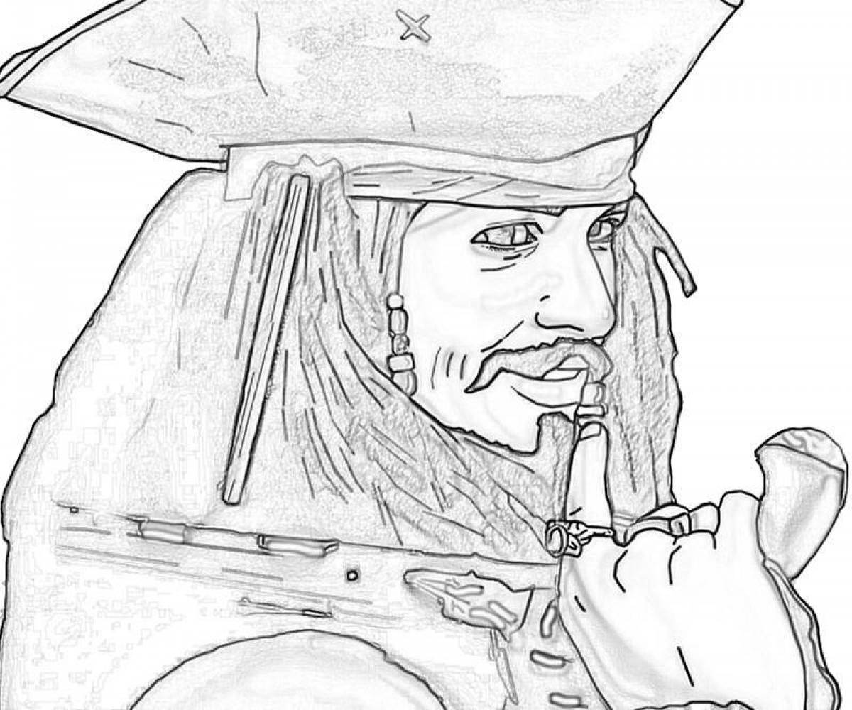 Раскраска Джека воробья из пиратов Карибского моря