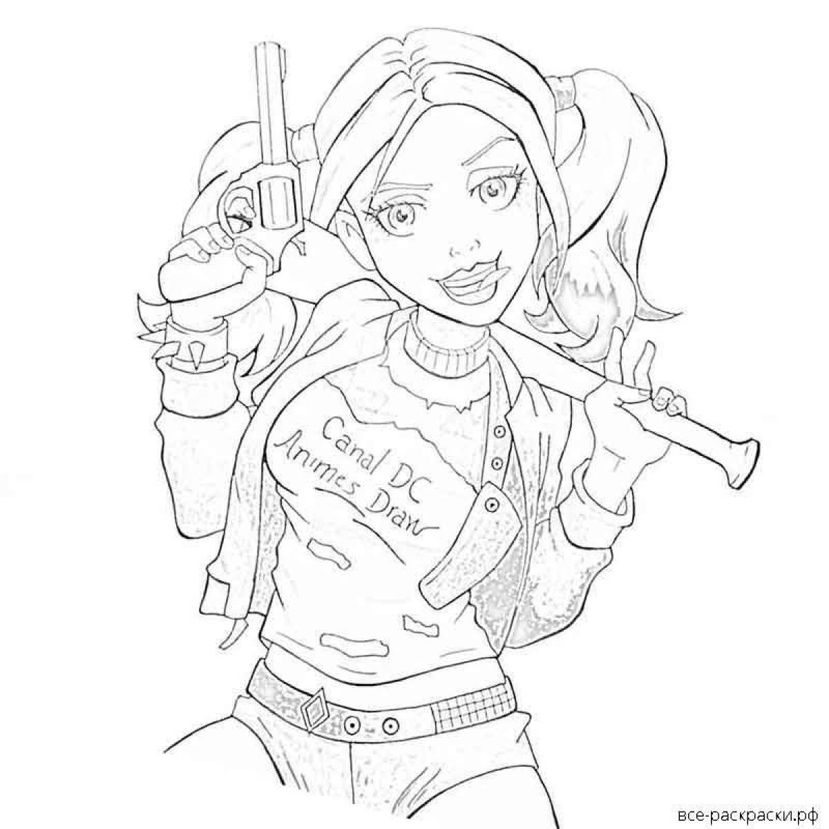 Violent harley quinn coloring page