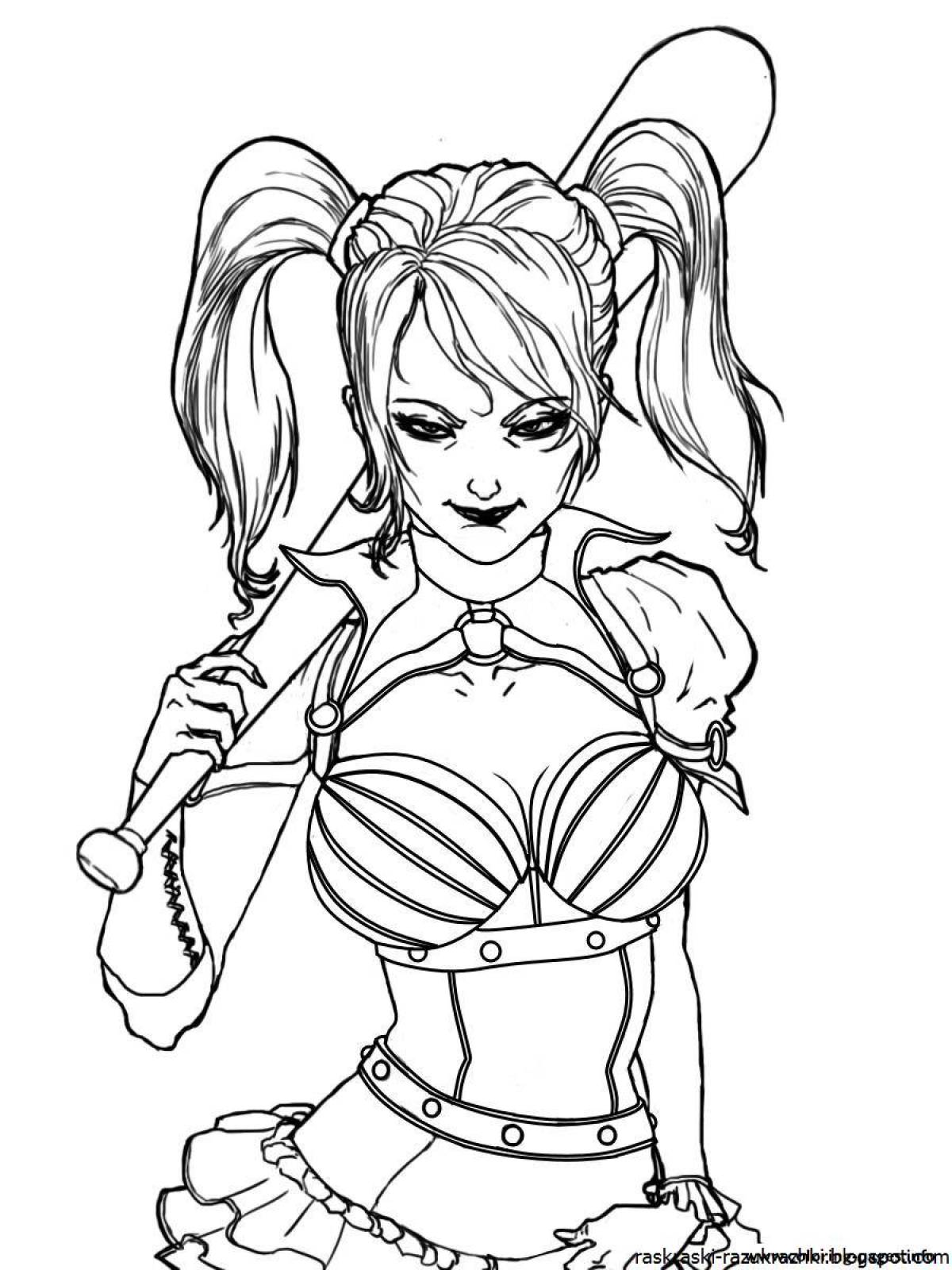 Vibrant harley quinn coloring page