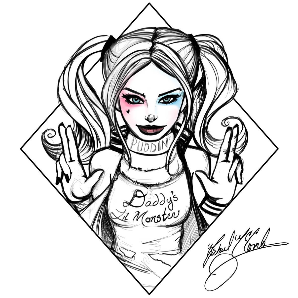 Harley quinn glitter coloring book