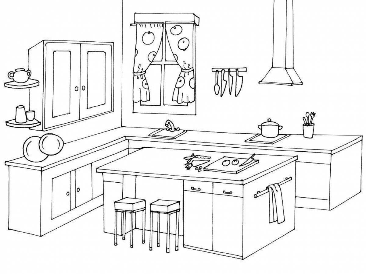 Amazing kitchen coloring book for kids