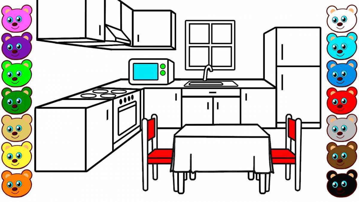 Fabulous kitchen coloring book for kids