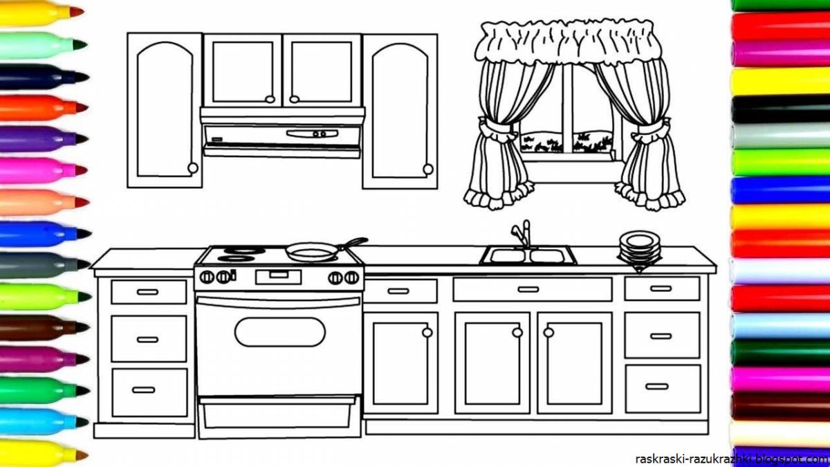 Sweet kitchen coloring book for kids