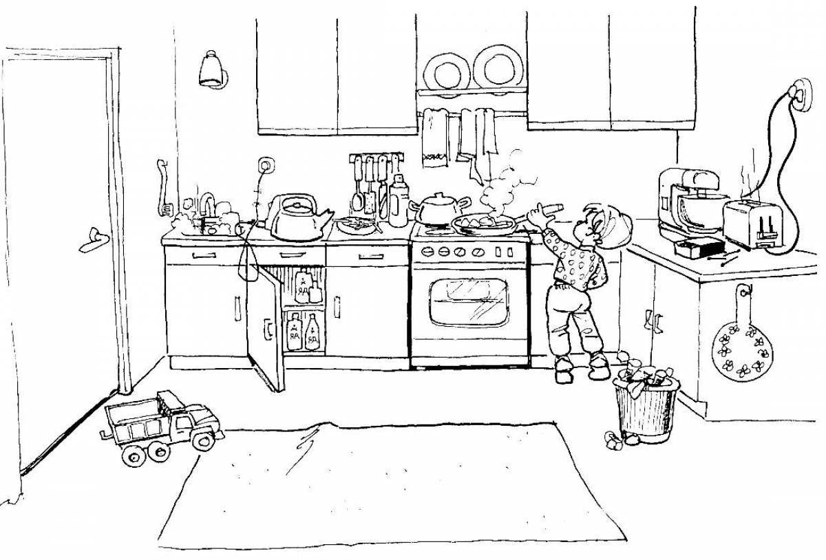 Living kitchen coloring book for preschoolers