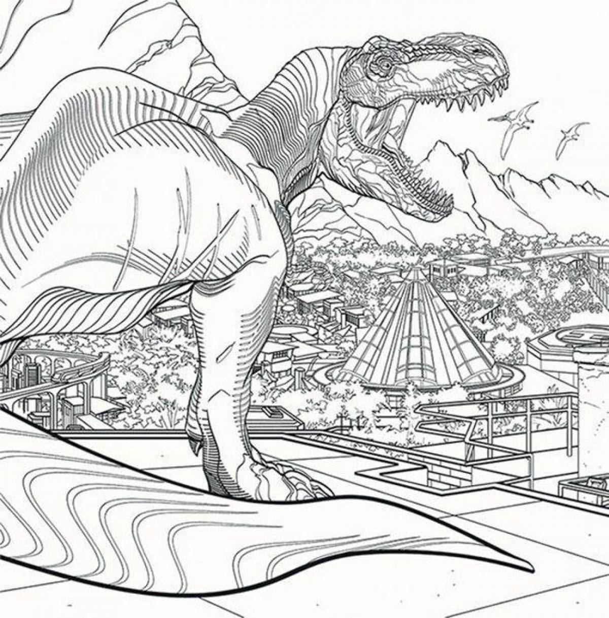 Radiant jurassic park coloring page