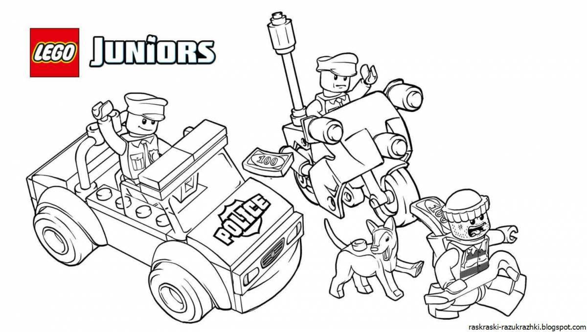 Coloured glitter lego coloring page for boys