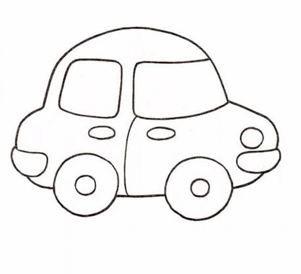 Coloring for children's car with colored splashes