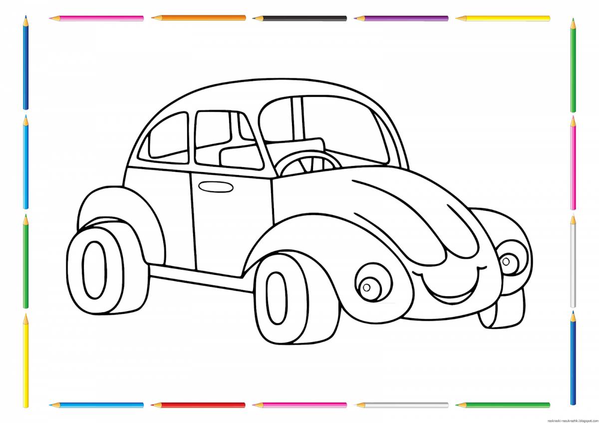 Color-lively baby car coloring page