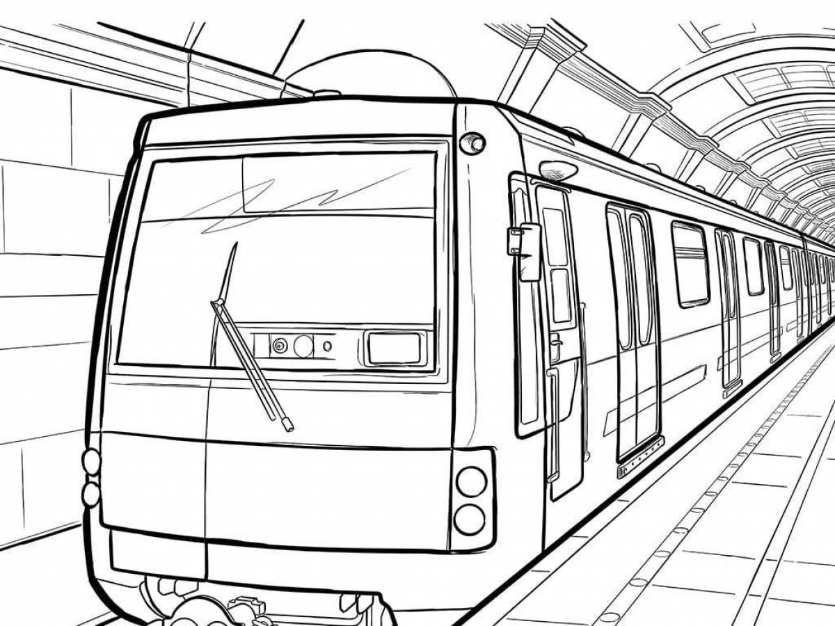 Colorful subway coloring book for kids