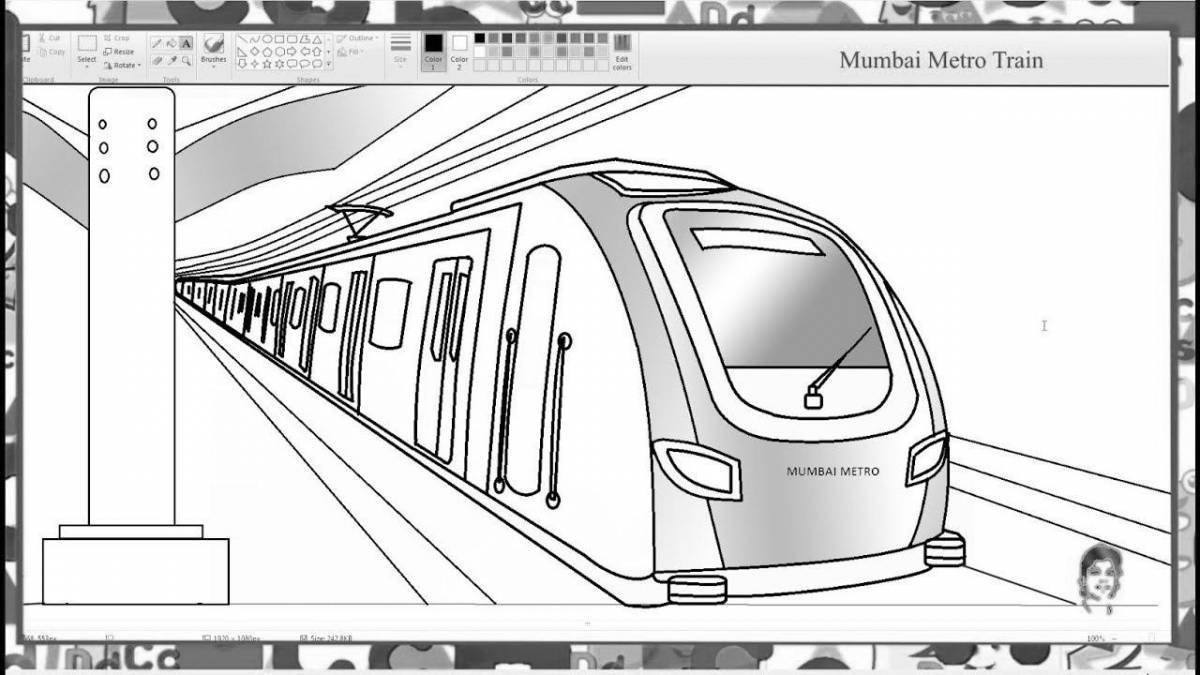 Playful subway coloring page for kids
