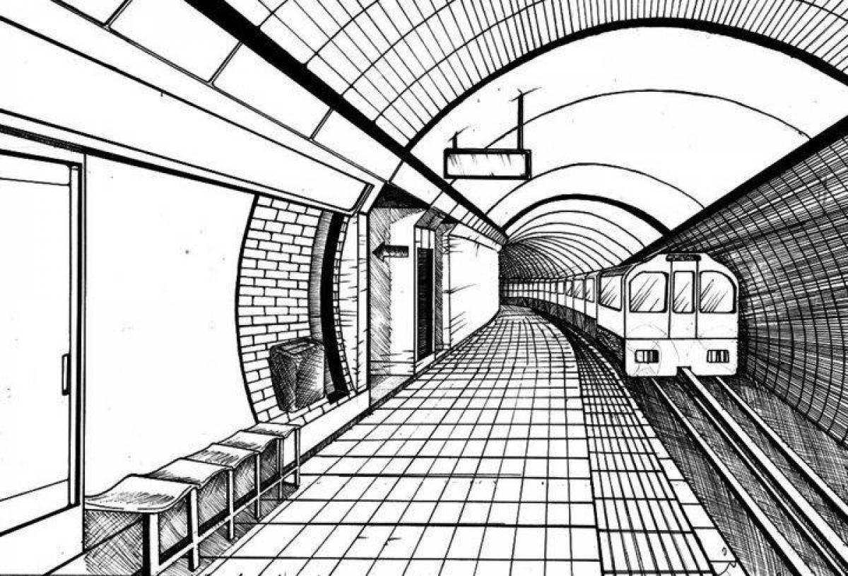 Color-lush subway coloring page for kids