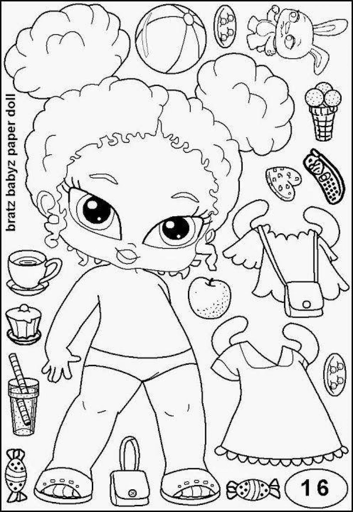 Cute lol doll coloring book with clothes