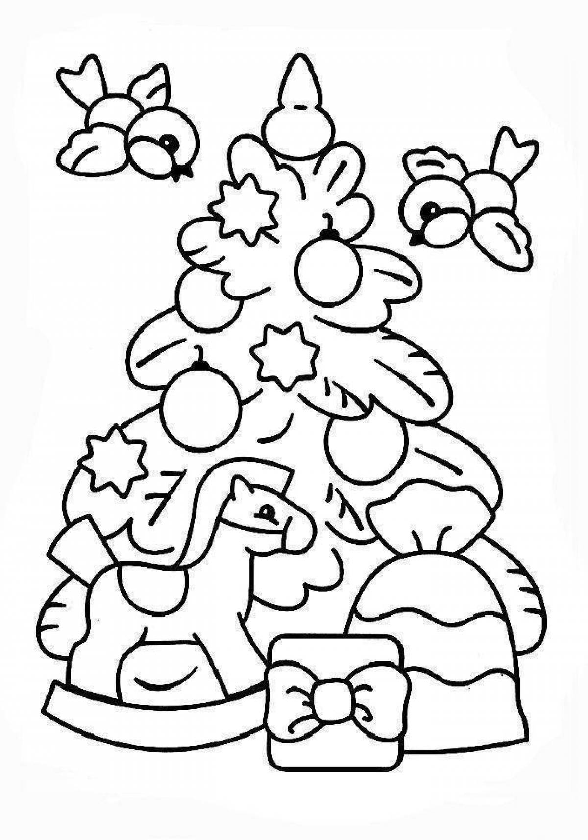 Merry Christmas tree coloring page