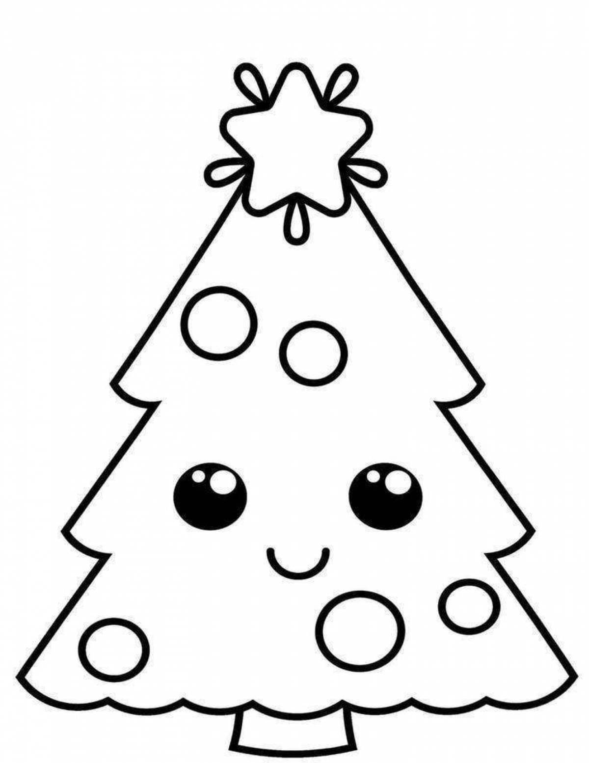 Playful christmas tree coloring page