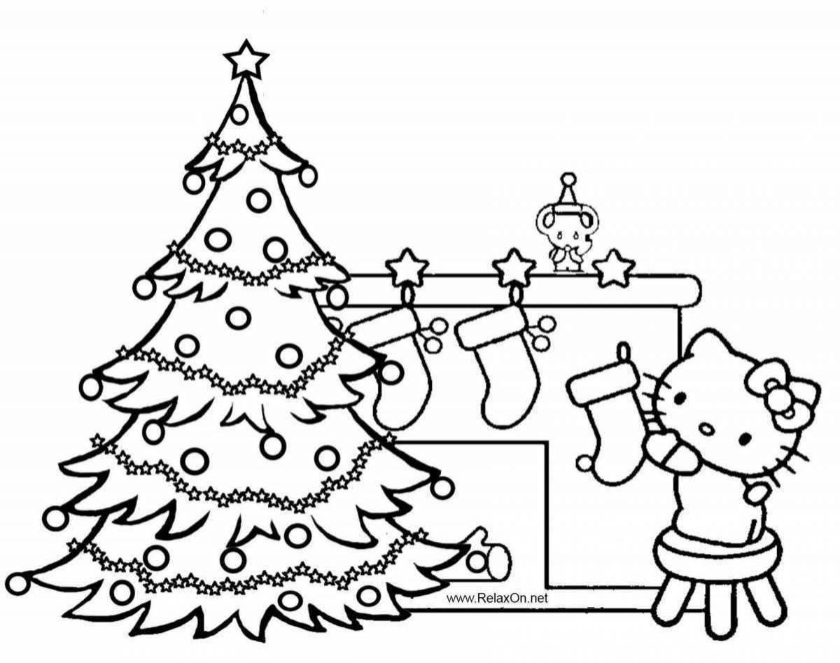 Animated christmas tree coloring page