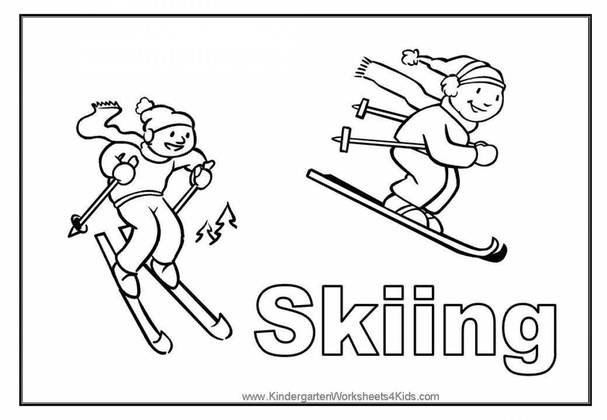 Sparkling winter sports coloring page